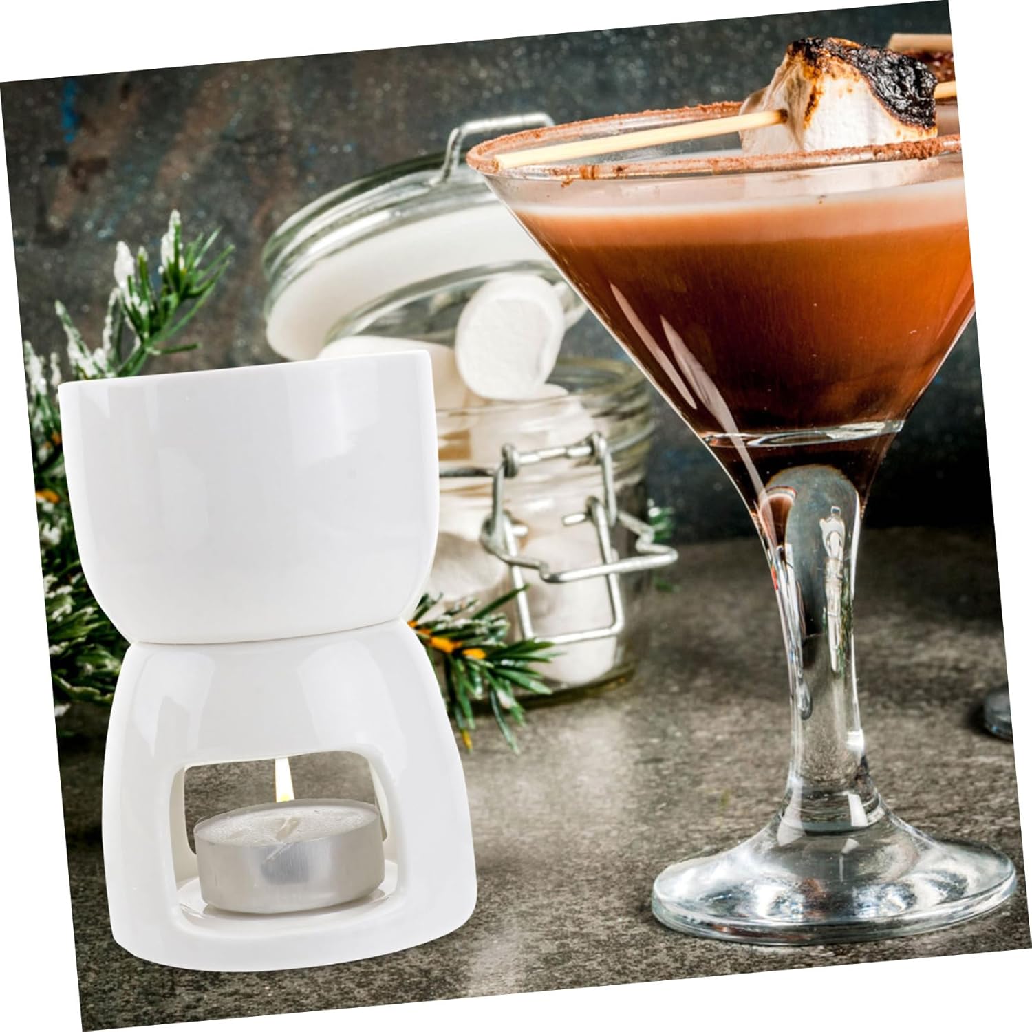 Wax Melting Pot Candy Melting Pot Ceramic Cheese Fondue Forks Included