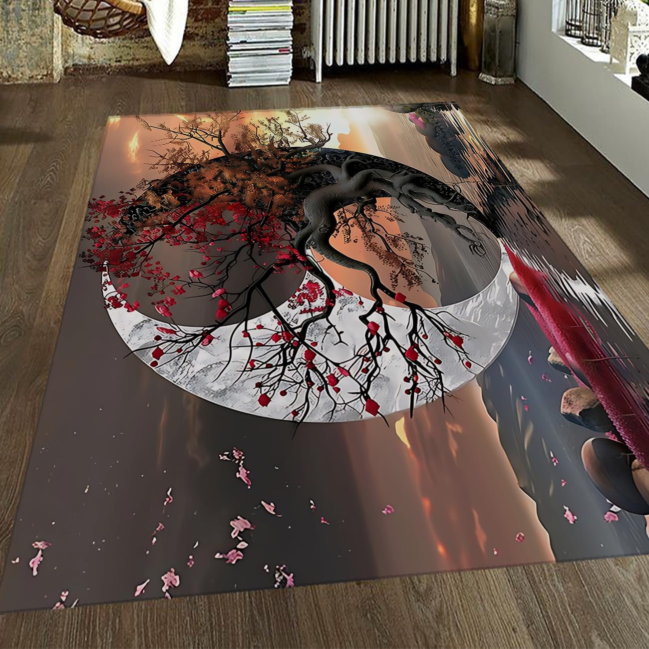 Tapis de salon 60x120 cm moderne yin yang pour chambre et cuisine