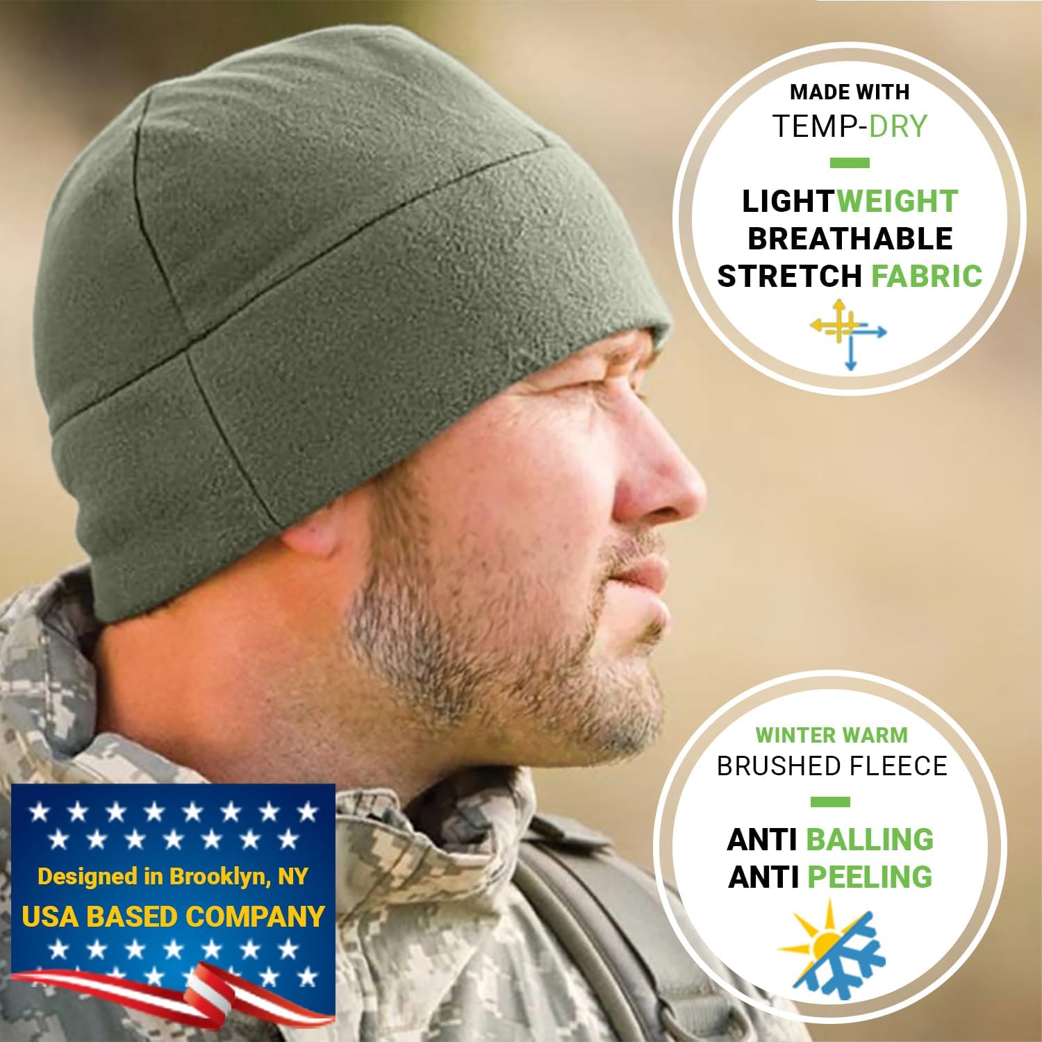 Tactical Fleece Watch Cap Beanie – Skull Cap Fleece Hat - Mens & Women