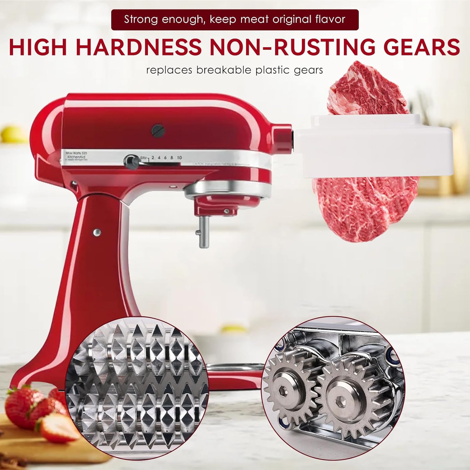 Meat Tenderizer Attachments for KitchenAid and Stainless Steel Flat Beater For Kitchenaid 4-5 Quart Tilt Head Stand Mixer