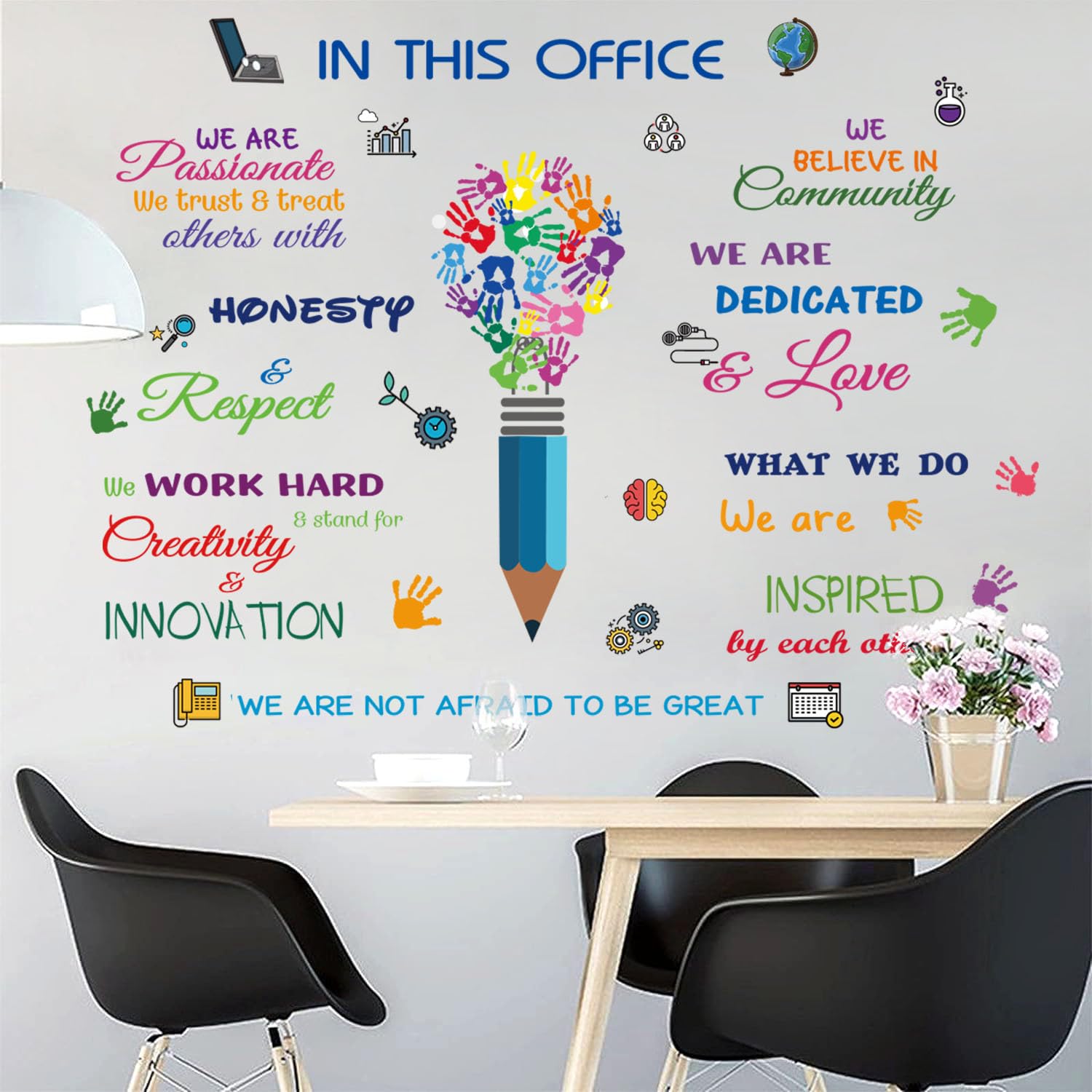 Calcomanías de pared con citas inspiradoras para oficina, refranes positivos, calcomanías de arte de pared para oficina, dormitorio, sala de estar.