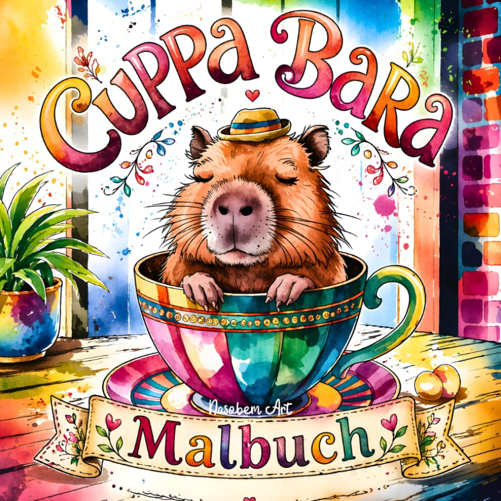 Cuppa Bara Malbuch - Süße Capybaras in Tassen: Liebevolle Capybara-Ausmalmotive zum Entspannen mit Mandalas, Mustern und gemütlichen Szenen