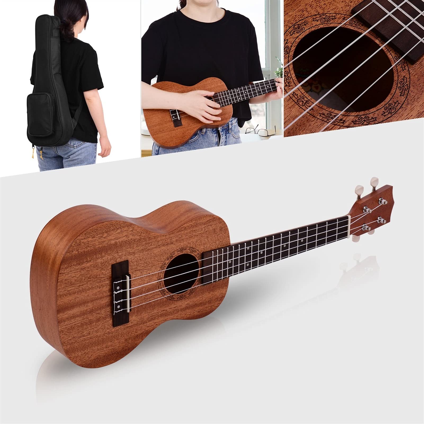 Ukulele koncertowe Początkujący Ukulele 23 Cal Koncert Akustyczny Ukulele Sklejka Sklejka String Tuner Engineered Wood Fingerboard Bridge Otwórz Styl