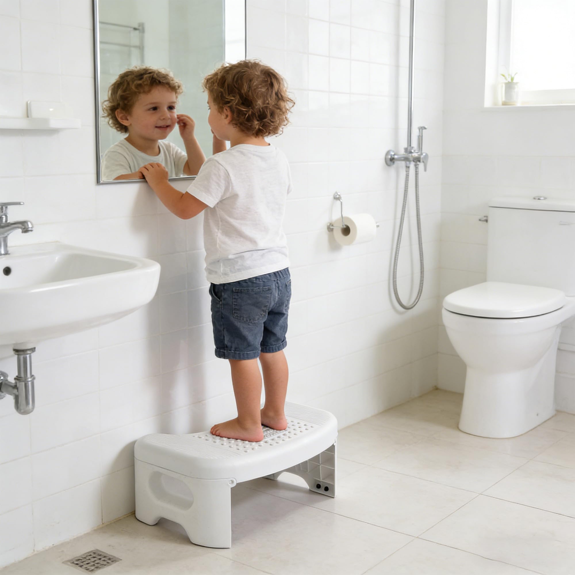 Sgabello pieghevole per WC, antiscivolo, robusto, leggero, anti costipazione, naturale e confortevole, sgabello per bambini e adulti, KZDMTD-001