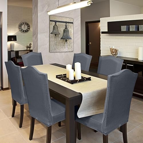 Miniatura 150 de Juego de 6 fundas elásticas para sillas de comedor, extraíbles y lavables, para sillas de comedor, hotel, ceremonia