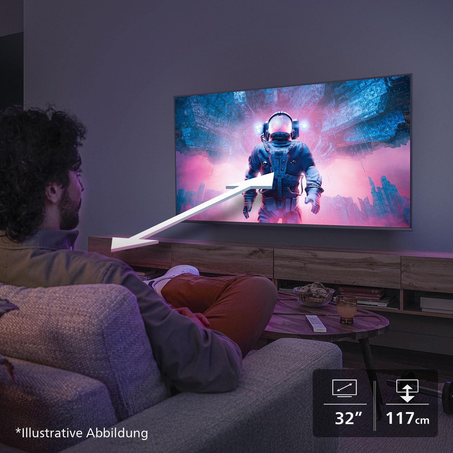 Philips 32PFS6000 2K HD LED Smart TV - 32 Zoll Display mit Pixel Plus, Titan OS Plattform und Dolby Digital Sound - Funktioniert mit Alexa und Google Sprachassistent