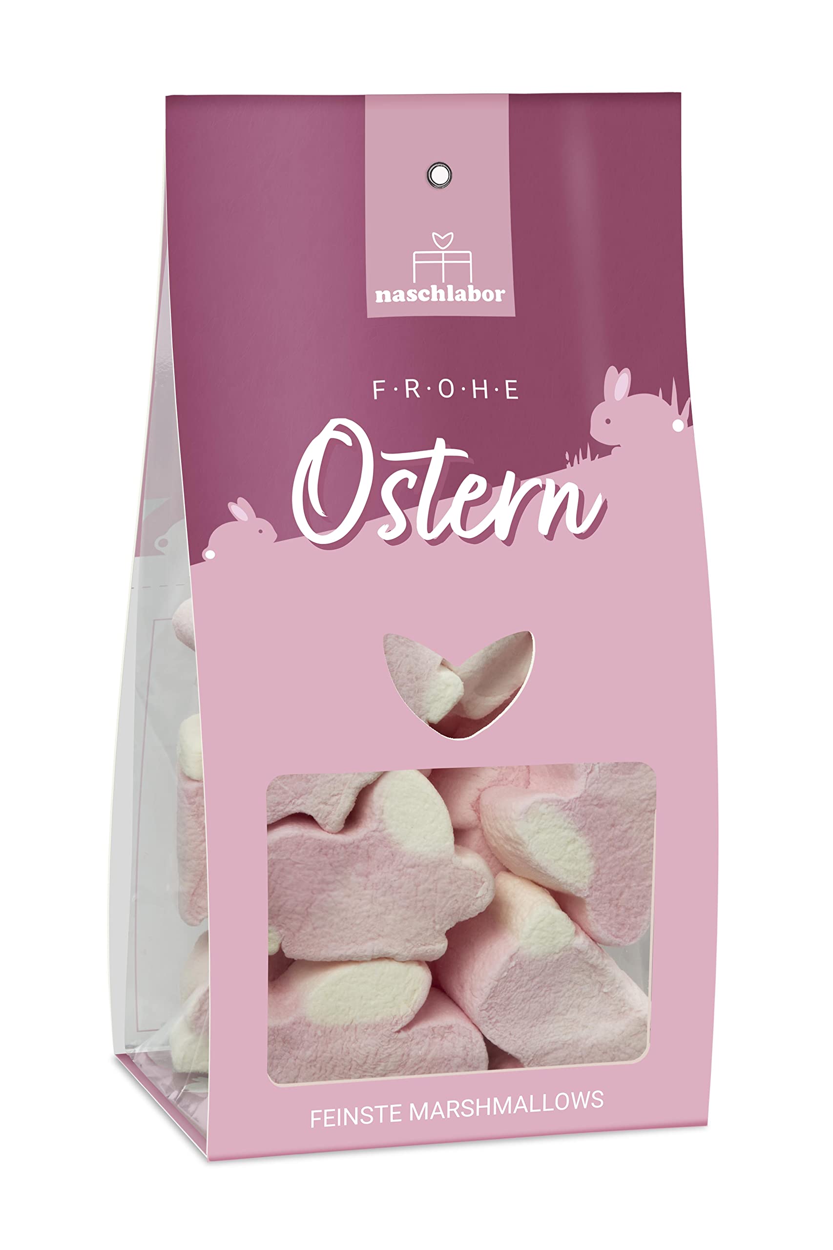 Frohe Ostern Marshmallow Tüte | Ostergeschenk für Kinder und Erwachsene | Hasen Nascherei für das Osternest | Marshmallow Hasen | Geschenk zu Ostern und für das Osternest