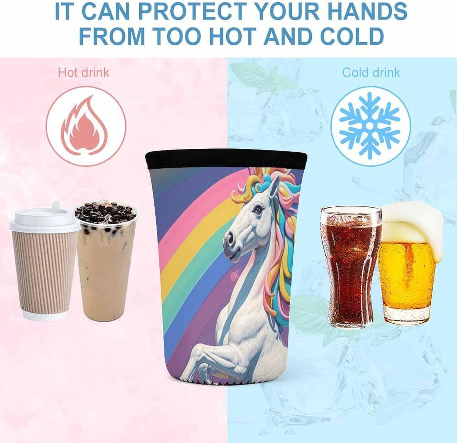 3 Pack Neoprene Cup Sleeves, Stretchy Reusable Drink Cup Cover Universal