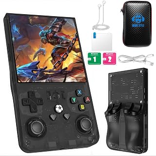 R36MAX Retro Handheld Game Console 2025 Upgraded ,64GB Built-in 18,000+ Classic Games,Portable Open Source Linux System,4.0-inch 4K HD IPS Screen & Video Player (Black 64G)