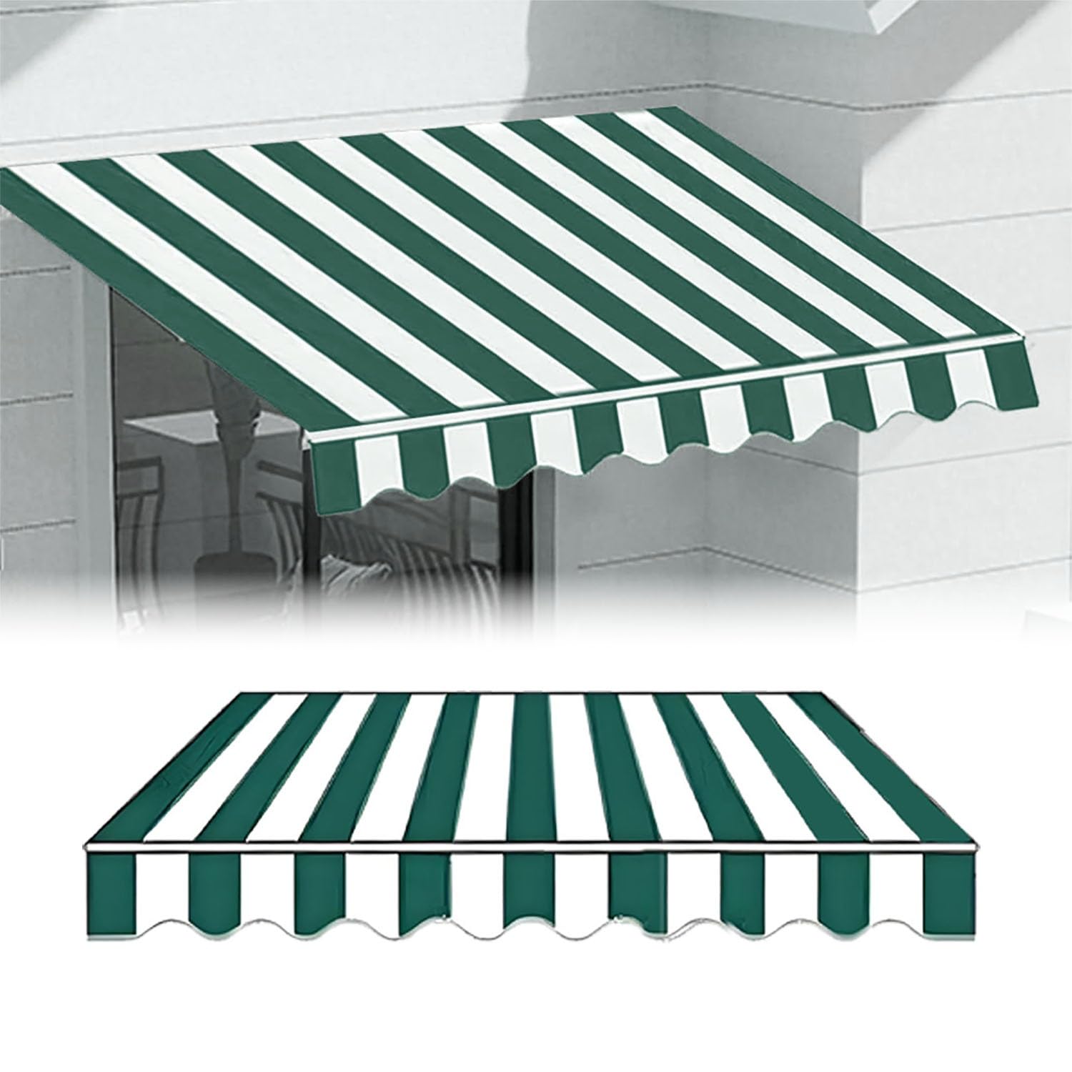 Store banne toile de rechange en polyester vert 2x1.5m tissu de remplacement pour auvent jardin