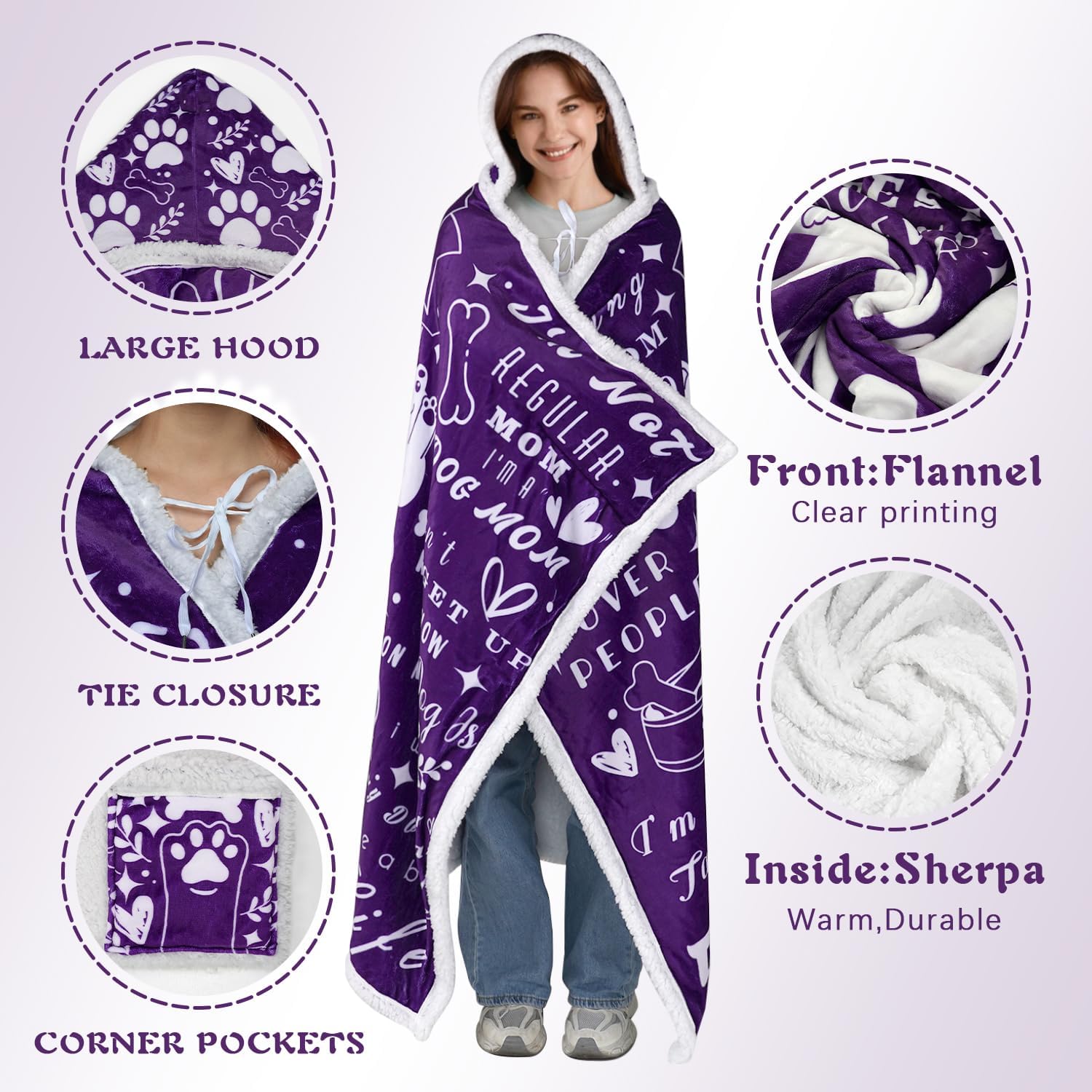Mom's Birthday Gift Wearable Blanket Hoodie from Daughter Son,Best Mom Ever Gifts,70.8" X 47.3"