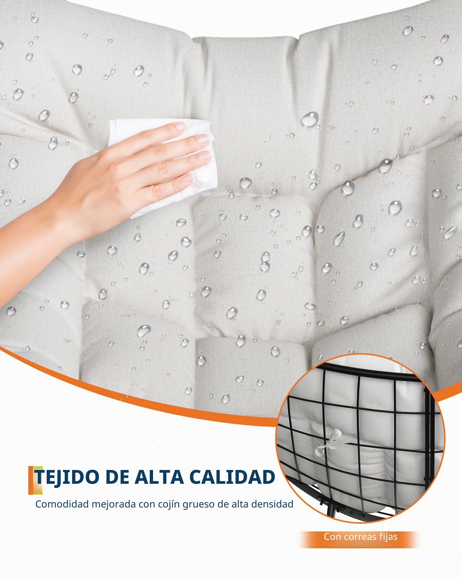 GarveeHome Mecedora de Gran tamaño, con cojín Grueso y Marco de Metal, sillón Relax para Piscina, jardín y Patio Trasero, Capacidad de Carga