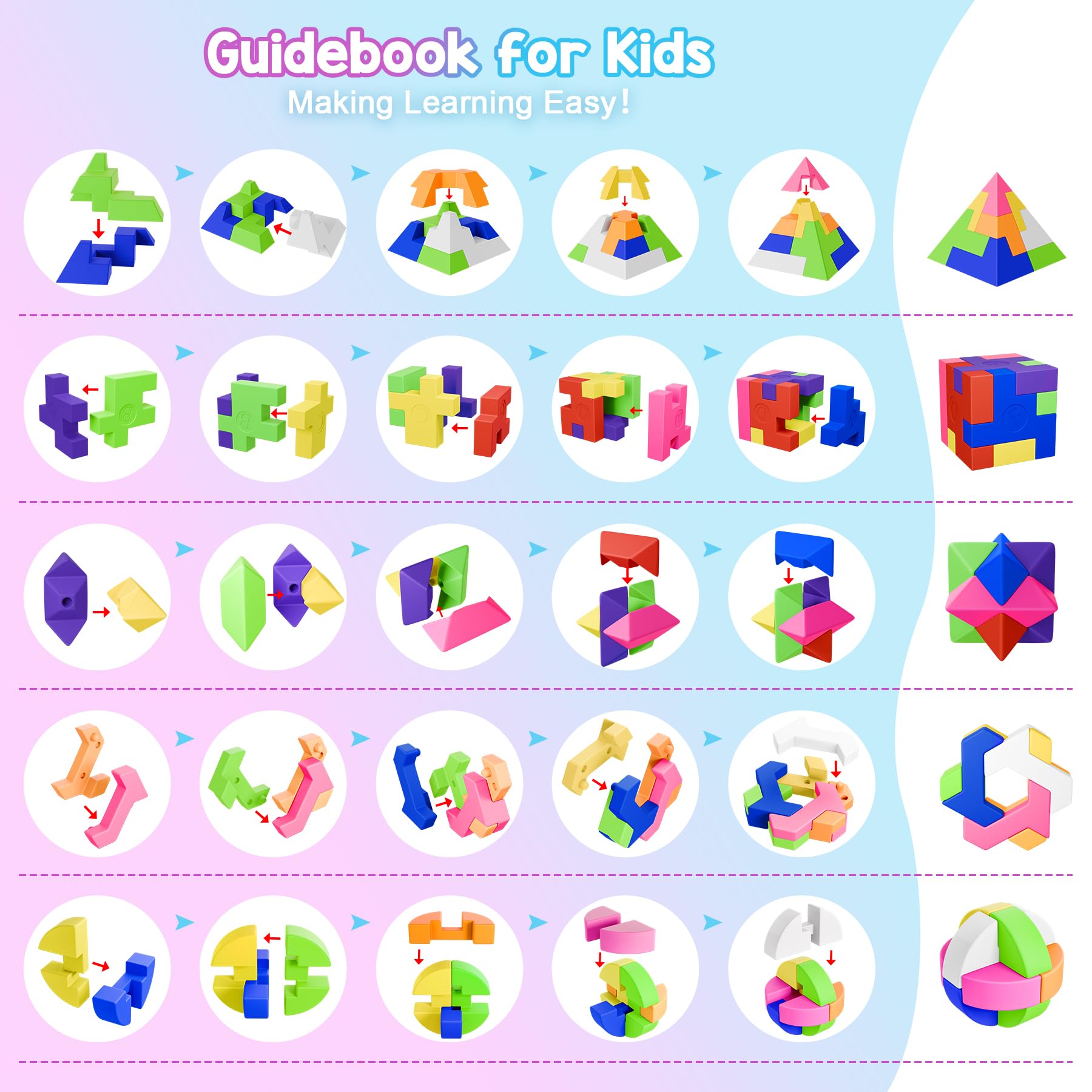 Set 9 Puzzle Gomma Per Cancellare A Cubo – RiyeoTree, Regalini Per Feste Di Compleanno Bambini, Smontabili E Colorati