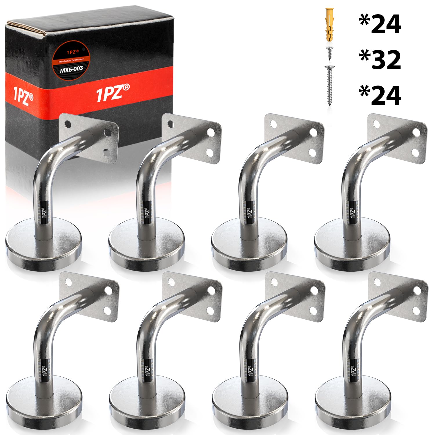 Garde-corps intérieur et extérieur stable : 8 supports de rampe d'escalier plat avec visserie