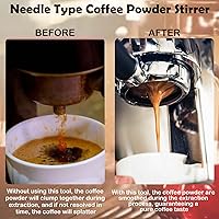 Vista 5 de 2 herramientas de distribución de espresso, herramienta agitadora de espresso con mango de madera natural y base, agitadores de café expreso de 5