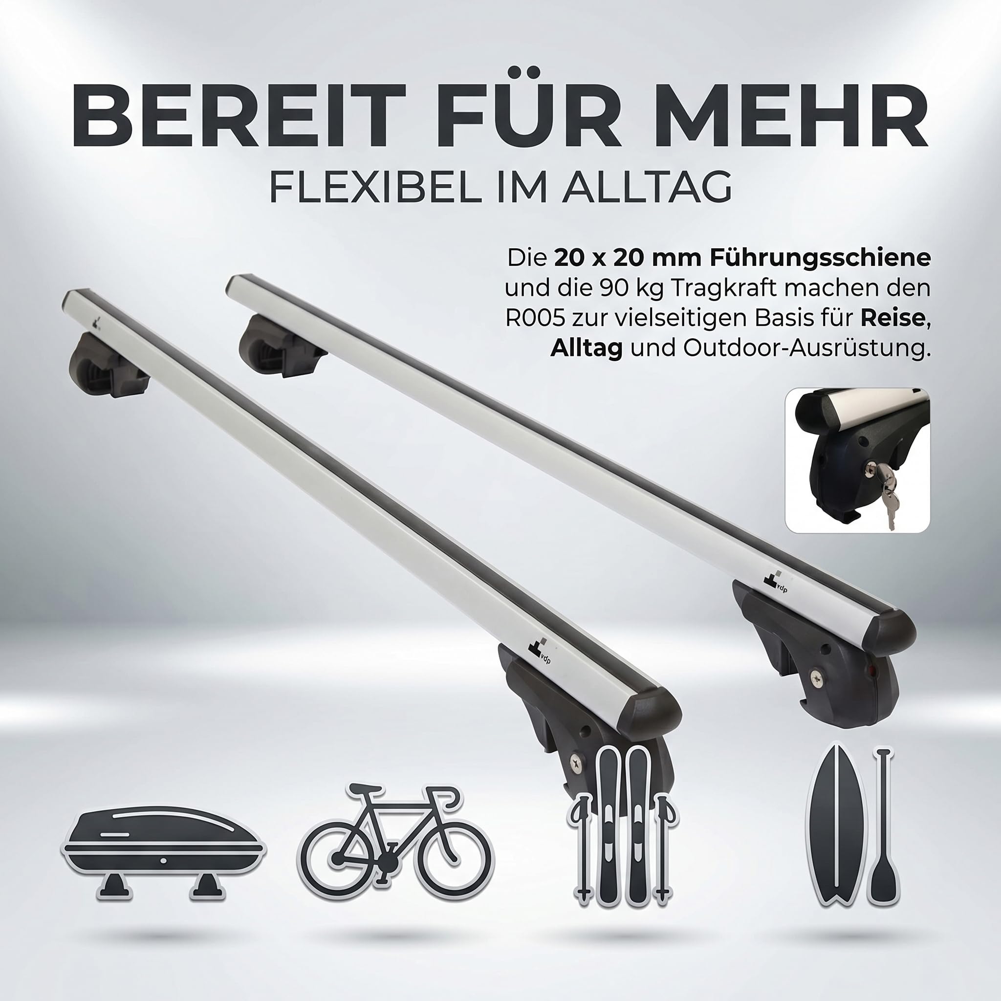 Aluminio Barra portaequipajes vdp004 X L para BMW X5 E53 99 – 06 hasta 90 kg abschließbar