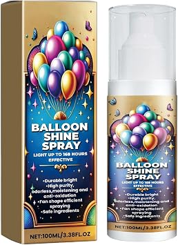 100ml Balloon Brightener Spray | 100ml Balloons Shiny Spray,High Shine Balloon Spray For An Elegant High Gloss Finish In Minutes,Balloons Shiny Spray For Balloons To Shine And Last Longer