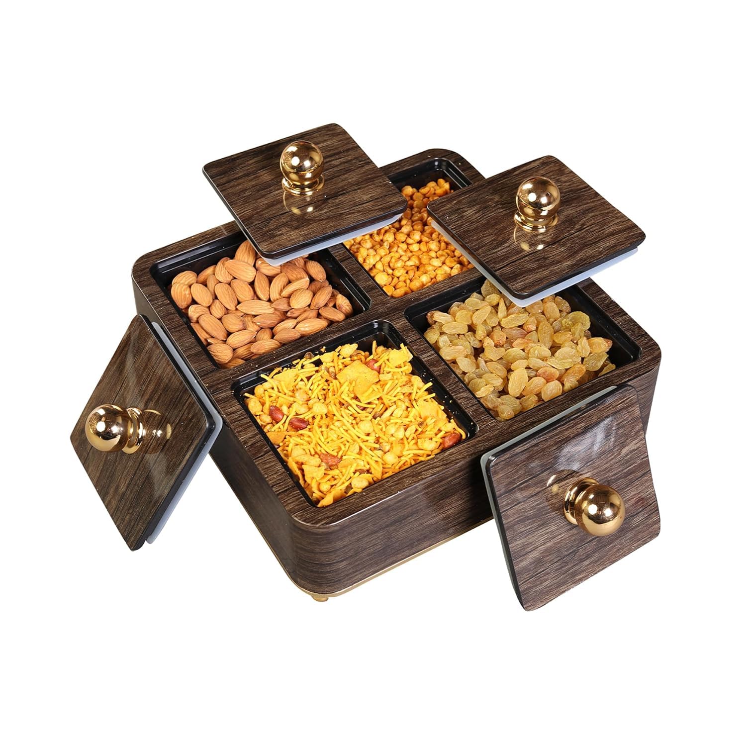 PARIK ENTERPRISES Multipurpose Air Tight Serving Dry Fruit Tray with Lid & for Home & Kitchen (4 Compartment, Brown (B0CLP887J7) Amazon Price History, Amazon Price Tracker