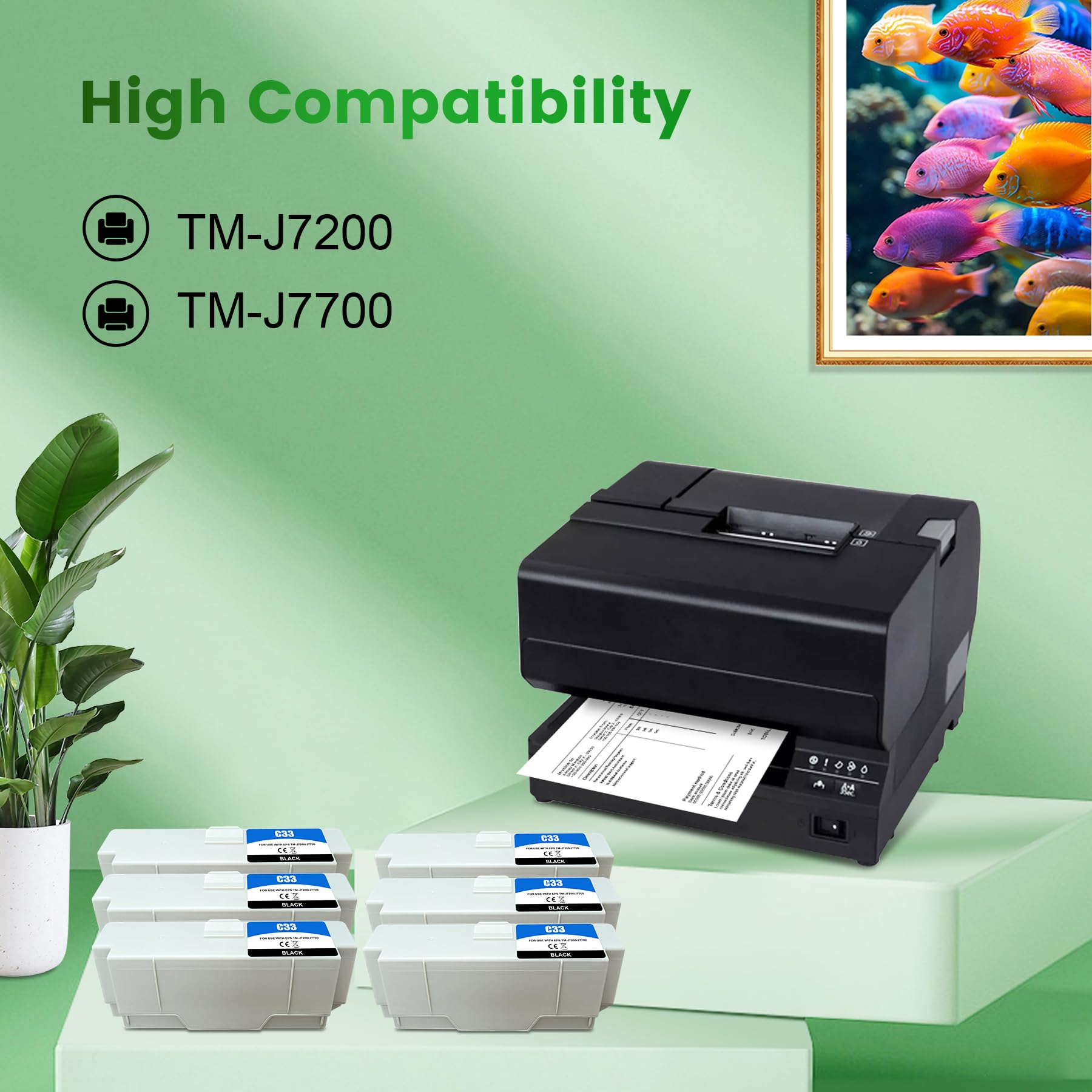 SJIC33P SJIC33P(K) C33S020655 kompatybilne wkłady do drukarek EPS TMJ 7700 TMJ 7200 TM-J7700 TM-J7200 TMJ7700 TMJ7200 (6 czarnych)