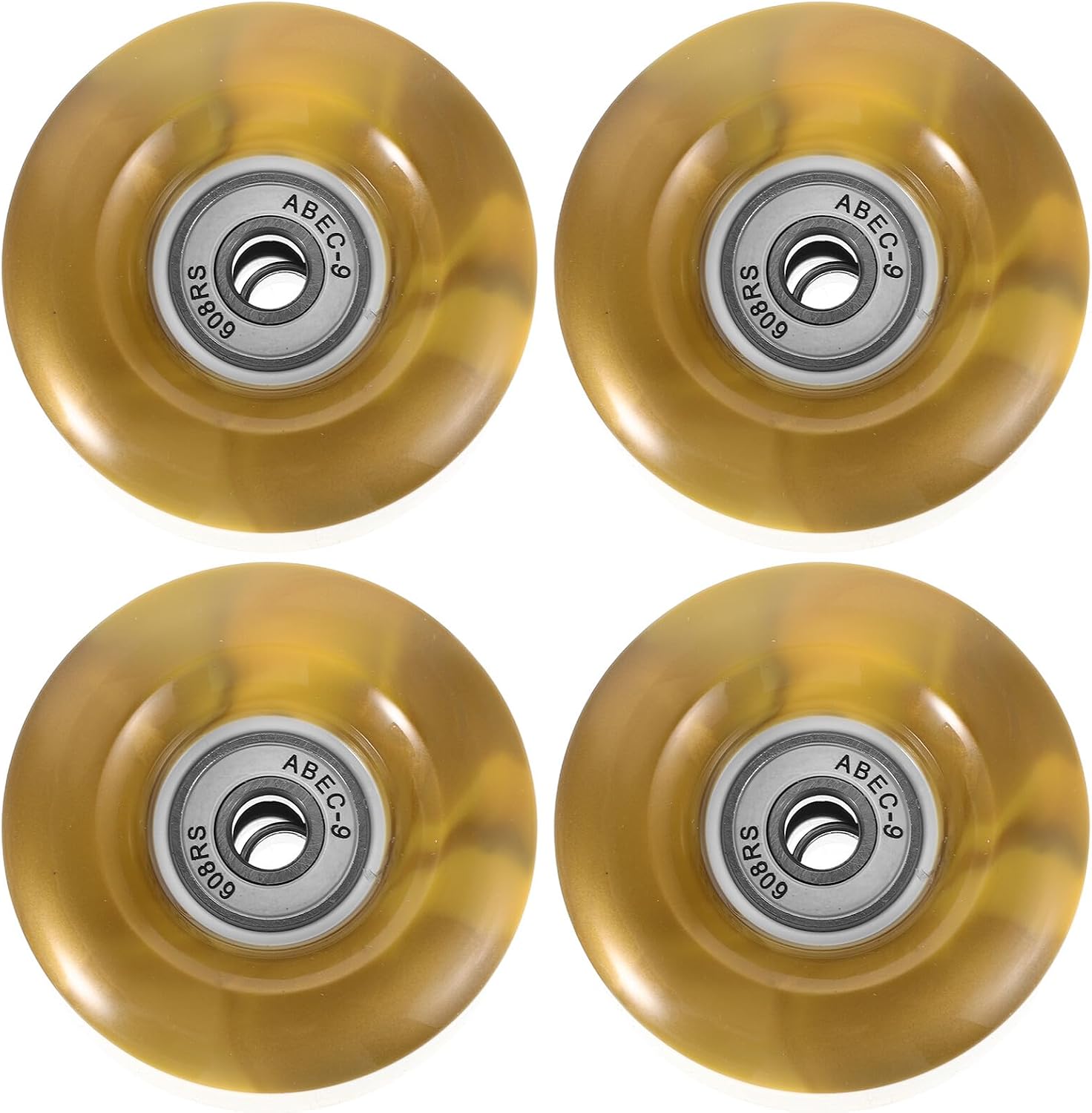 TOYANDONA 4pcs Quad Roller Skate Wheels Replacement Set, Dual-color Pu 82a High Rebound Non-light-up Wheels with Bearings for Double Row Skates, Outdoor and Indoor Use Random Color