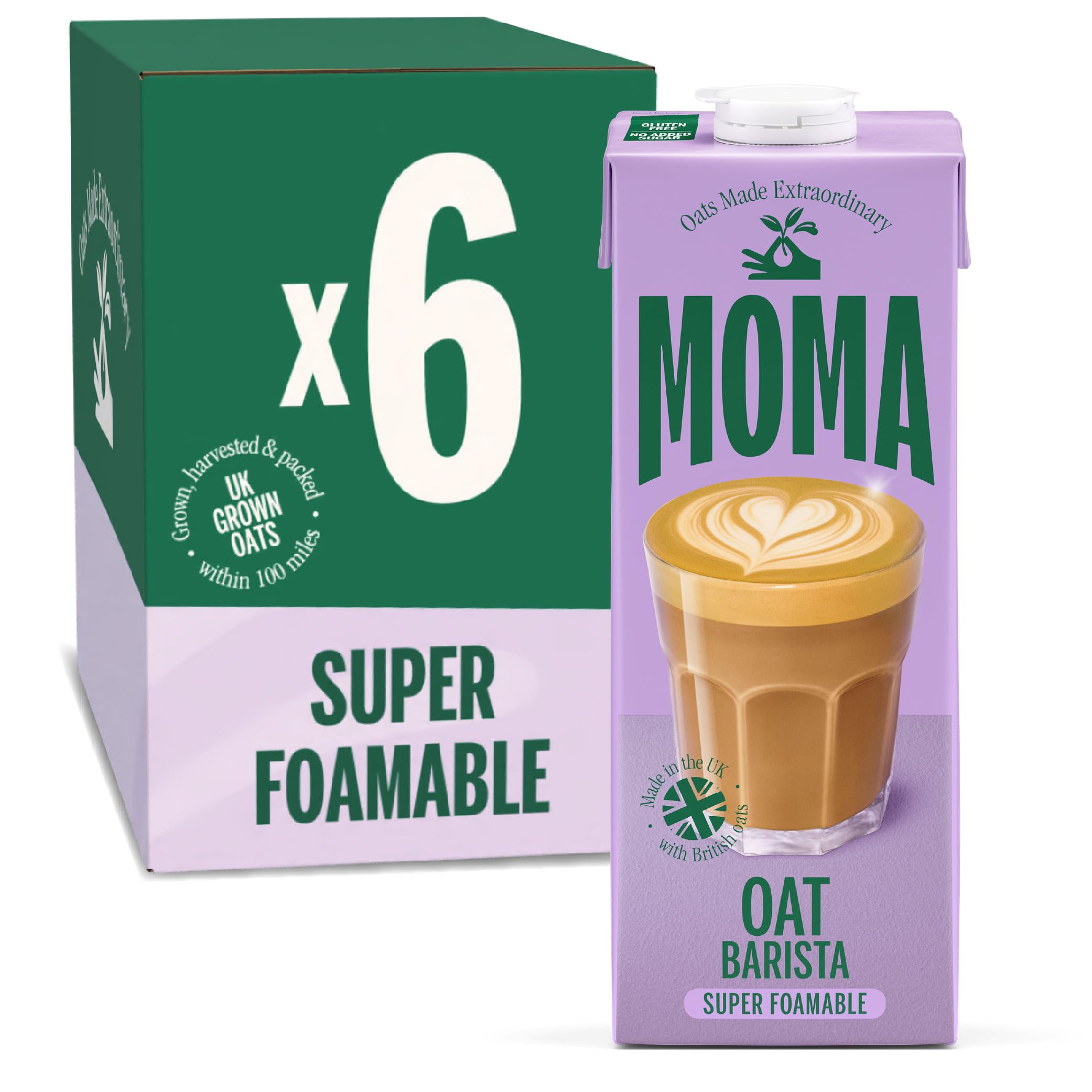 MOMA Barista Edition Lait d'avoine | 6 x 1 L | 100% végétal végétalien | Fabriqué avec toute l'avoine pour ajouter des fibres et une saveur délicieuse | Sans sucre ajouté | Boisson d'avoine