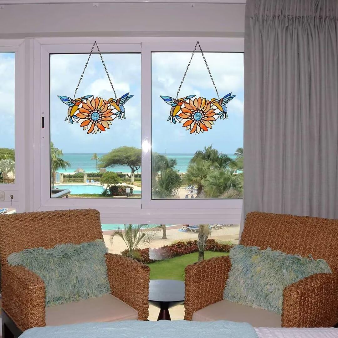 Elfinfi Decorazione per finestra da appendere, in vetro colorato, decorazione per finestre, per interni ed esterni, casa, giardino, decorazione per feste