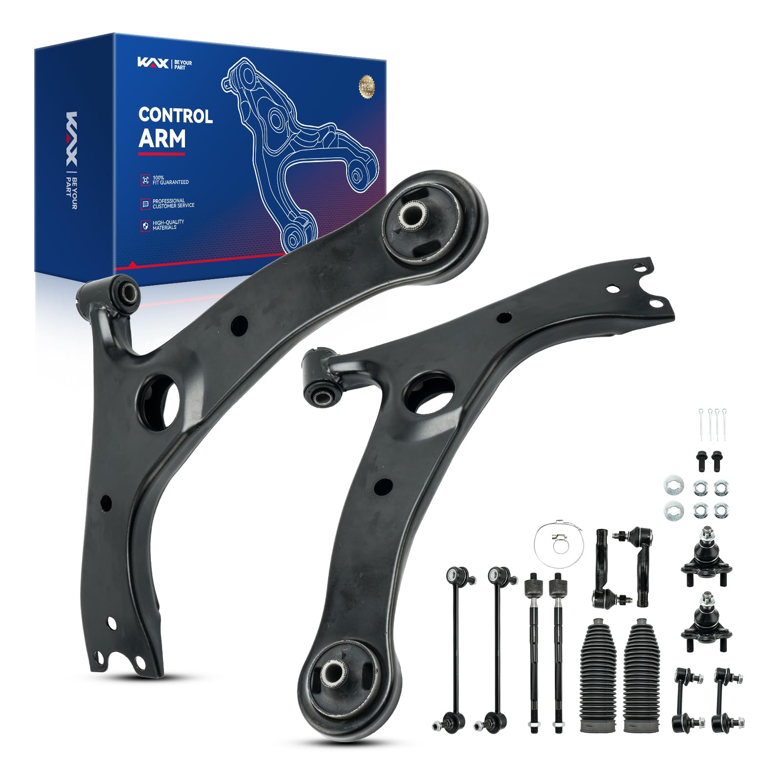 KAX Front End Suspension Kit for 2001-2005 Toyota Rav4 2002 2003 2004, 2 Lower Control Arms, 2 Ball Joints, 4 Inner & Outer Tie Rods, 4 Front Rear Sway Bars, 2 Boot K640212 K640213-14pcs-image-16
