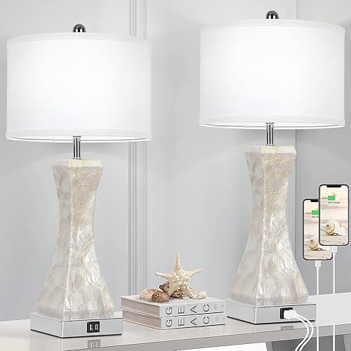 Juego de 2 lámparas de mesa con control táctil juego de lámparas de mesita de noche alta con 2 puertos USB para dormitorio sala de estar lámpara de