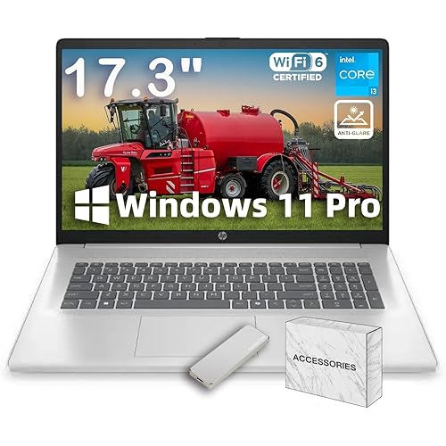 HP 17.3" Laptop for Business and Students 2025, w/Accessories & 1TB Portable SSD, HD+ Anti-Glare Display, Intel (8-Core) i3 - N305, Win 11 Pro, Wi-Fi 6, Copilot AI, 16GB RAM, 512GB SSD