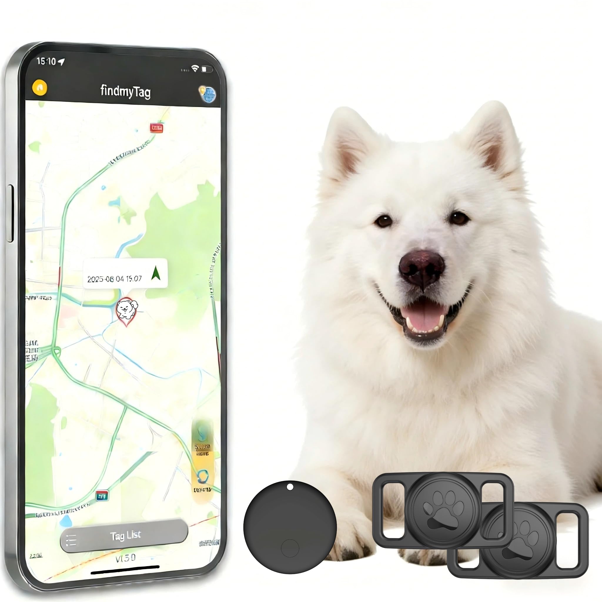 Pet Tracker,GPS Collar for Dogs (Android Only) Smart tag,Waterproof Compatible with Google Find My,No Monthly Fee,Tracking Solution Smart Collar for Pet Safety Ideal Small Large Dogs[1trackr+2case]