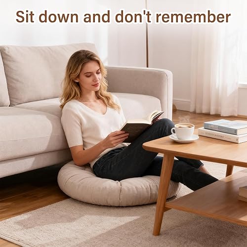 Miniatura 2 de Tiita - Almohada cuadrada para el suelo, cojín de asiento grueso para yoga, meditación, sala de estar, balcón, oficina, exterior, 22 x 22 pulgadas.