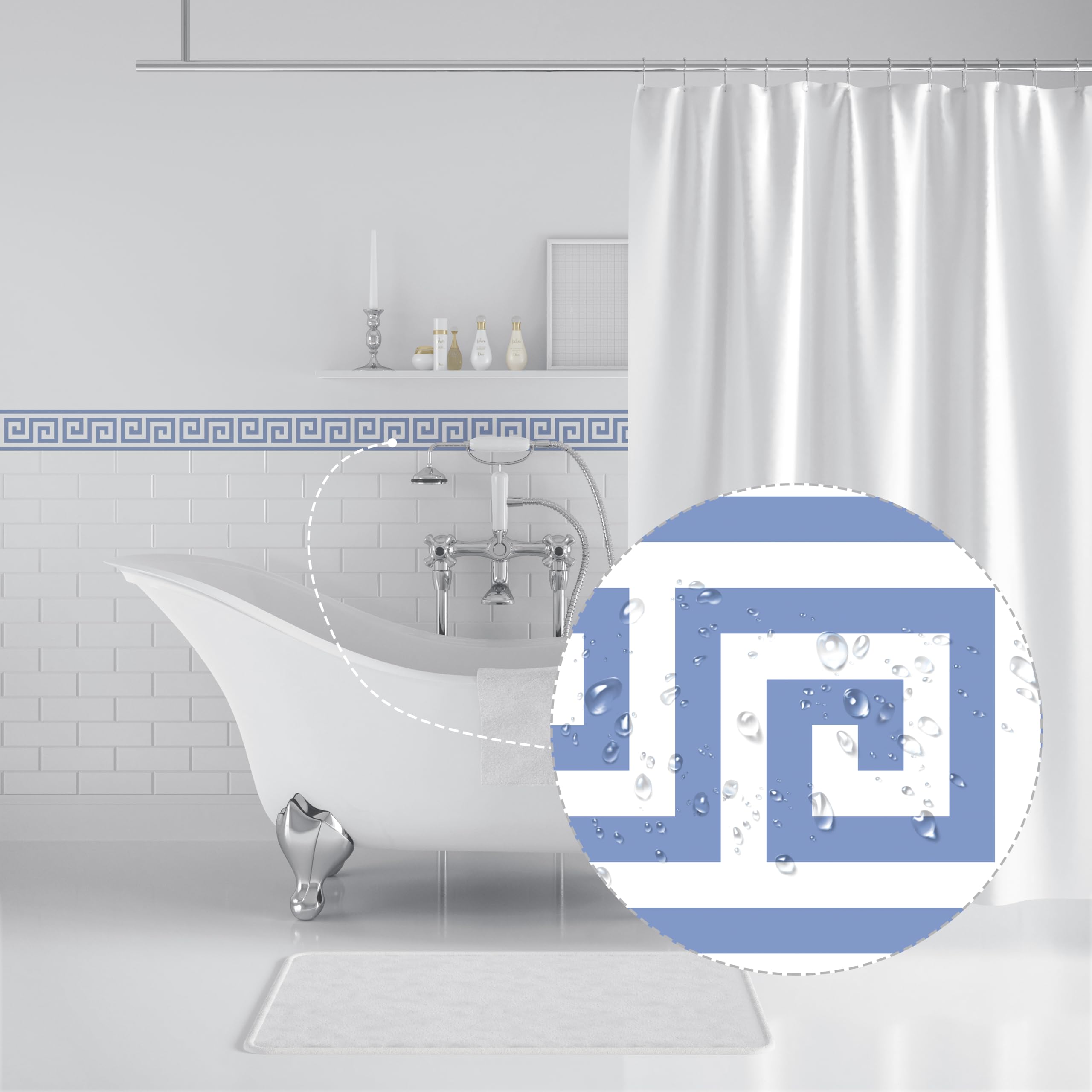 Cenefas Adhesivas para Cocina Baño Decorativas Wanzi Azul A 12cm X 1000cm Fácil Aplicación Resistente Agua