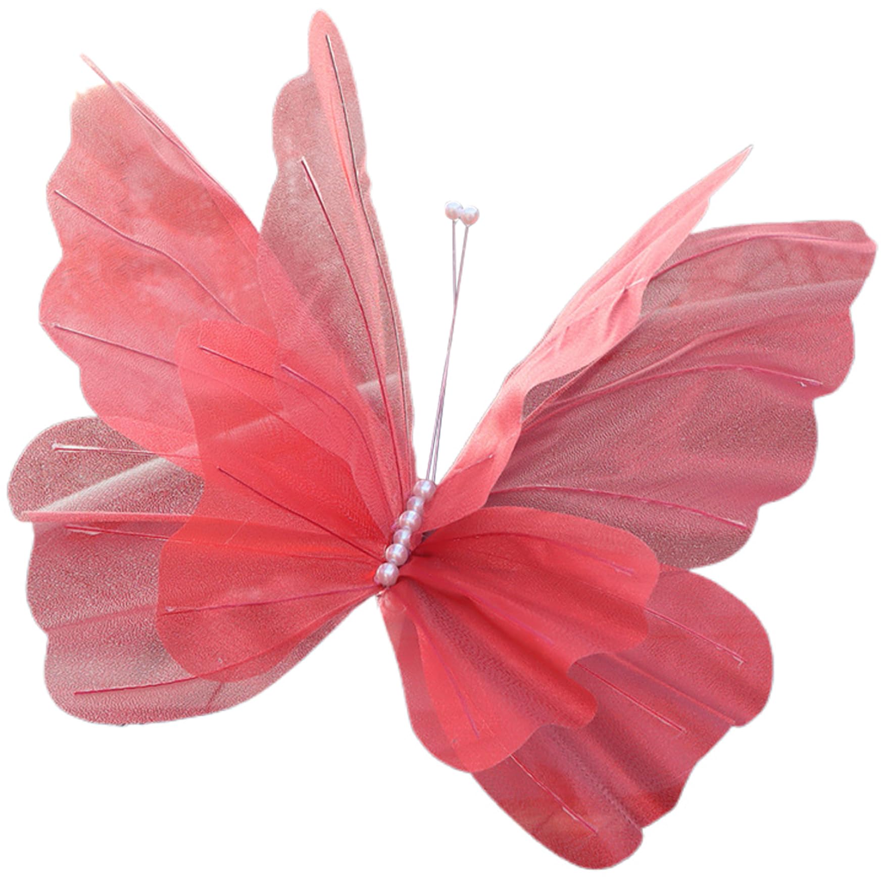 Butterflies for Crafts Silk Butterflies Realistic 20inch Large Artificial for Wedding DIY Decorative for Crafts for Photography, Red