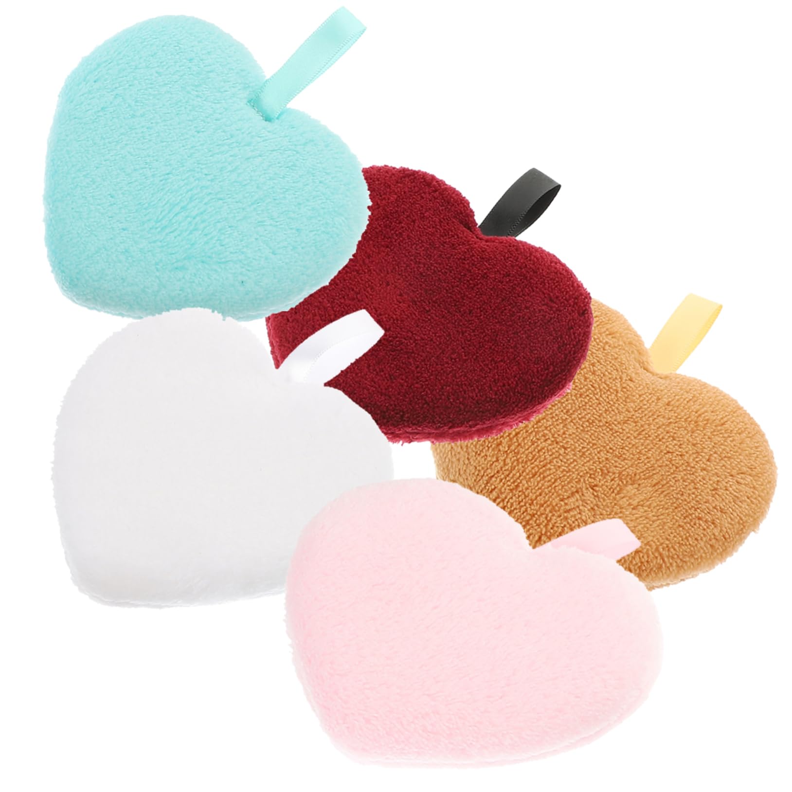 Healeved 5Pcs Heart Shaped Makeup for and Makeup Removal Washable Facial Cleaning Tools Mixed Color Reusable and Absorbent for All Skin Types