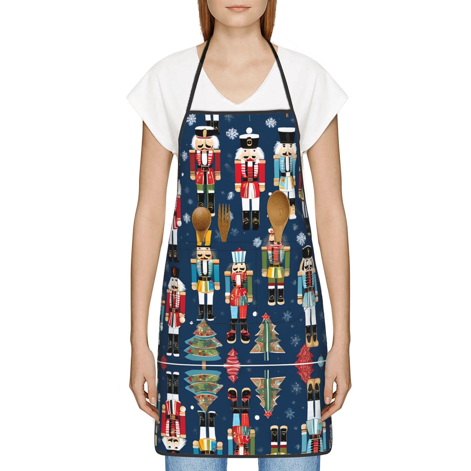 UUYHHGB Aprons for Women with Pockets Waterproof for Cooking BBQ Baking Painting Gardening Gifts for Mom, Women's Nutcracker Ballet Xmas Dance, Women's Nutcracker Ballet Xmas Dance, One size
