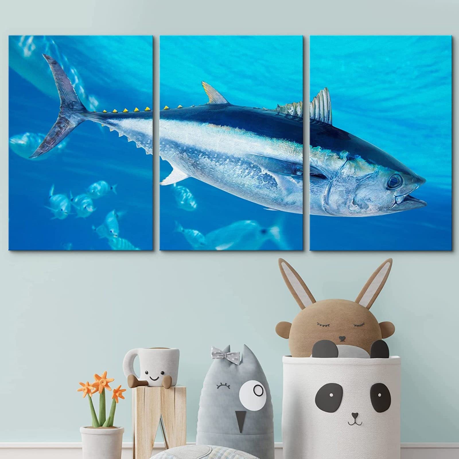 Amazon.co.jp: キャンバスウォールアートブルーフィンマグロ海水