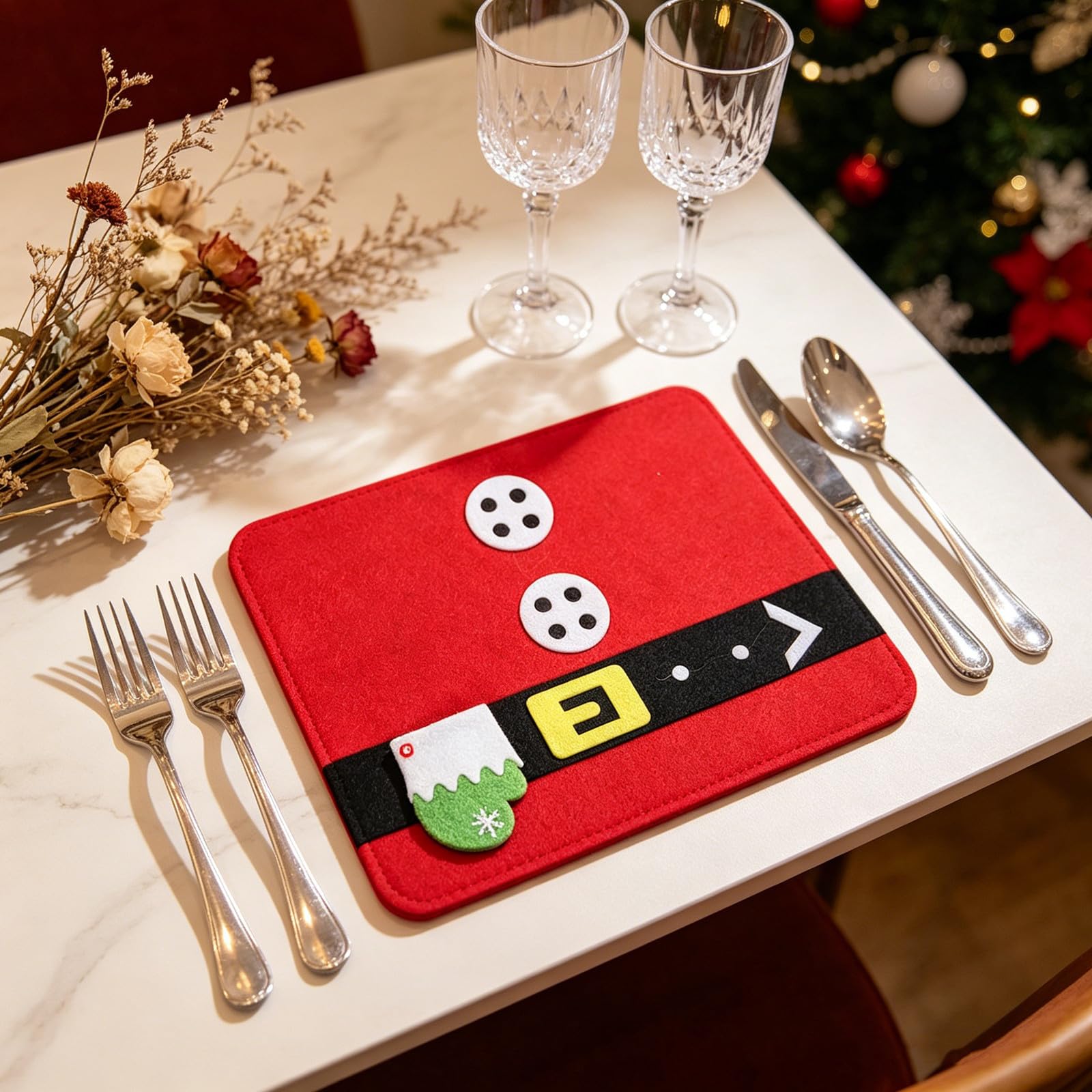PRETYZOOM 4 Piezas Manteles Individuales para Navidad con Diseño Festivo para Mesa de Hogar y Hotel para Decoración Navideña y Protección de Superficies