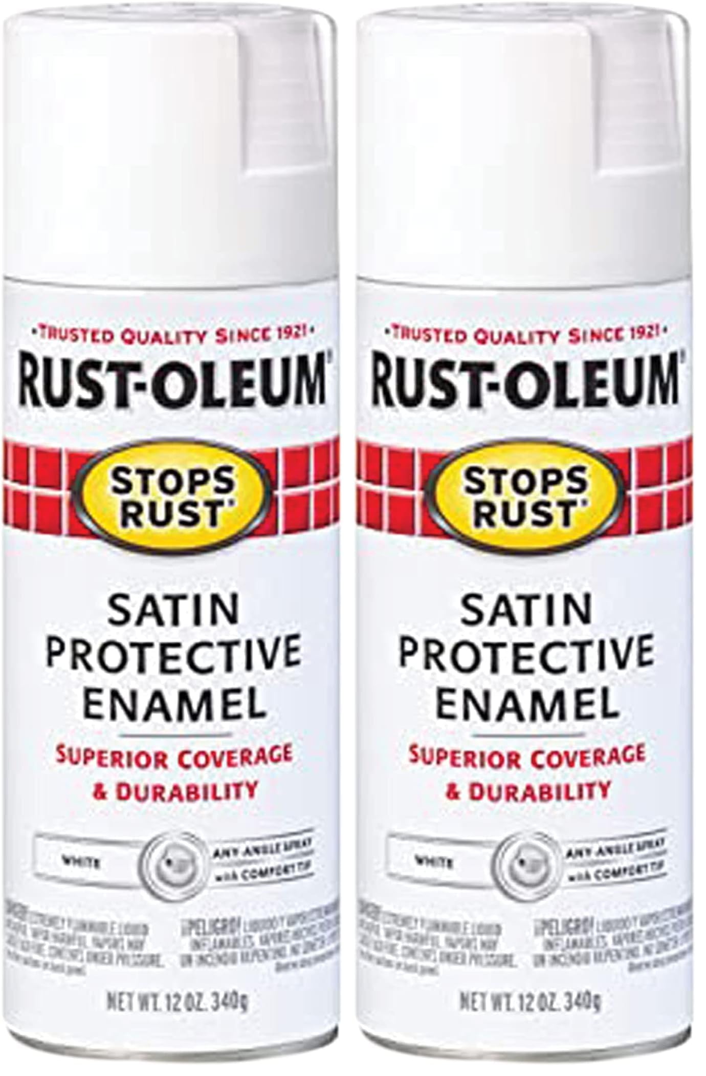 Rust-Oleum 7791830 Stops Rust Spray Paint, 12 oz, Satin White (Pack of 2)