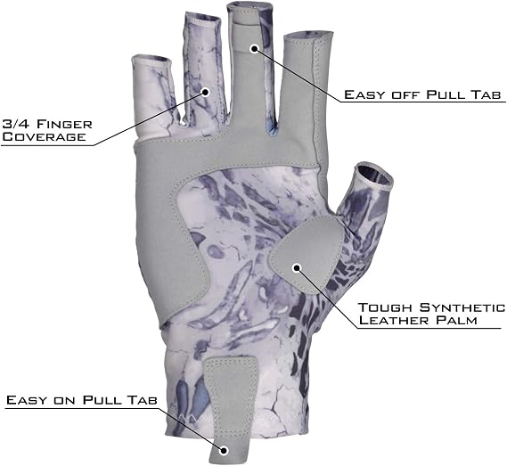 KastKing Sol Armis UPF50+ Fishing Gloves, Men and Women | Padded Microfiber Palms; Easy Pull Tabs; Ideal for Kayaking, Rowing, Paddling, Canoeing, Hunting, Hiking & Cycling