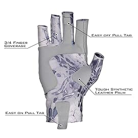 KastKing Sol Armis Sun Gloves UPF50+ Fishing Gloves UV Protection, Sun Protection for Outdoor, Kayaking, Rowing, Silver Mist, Small - Medium