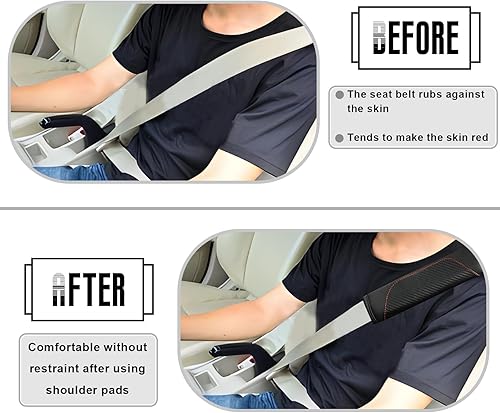 Miniatura 5 de 2 fundas gruesas para cinturón de seguridad de automóvil, fundas suaves de fibra de carbono, funda de cuero transpirable para cinturón de seguridad,