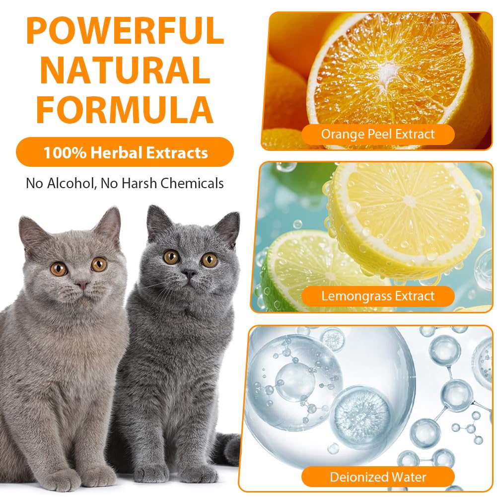 OSDUE Repelentes Orina Spray Gatos, 100ml Spray Antiarañazos Gatos, Evitar Pipi Cat, Eliminador de Olores, No Mancha, Frena los Malos Hábitos para Exterior e Interior Aroma Cítrico a Limón