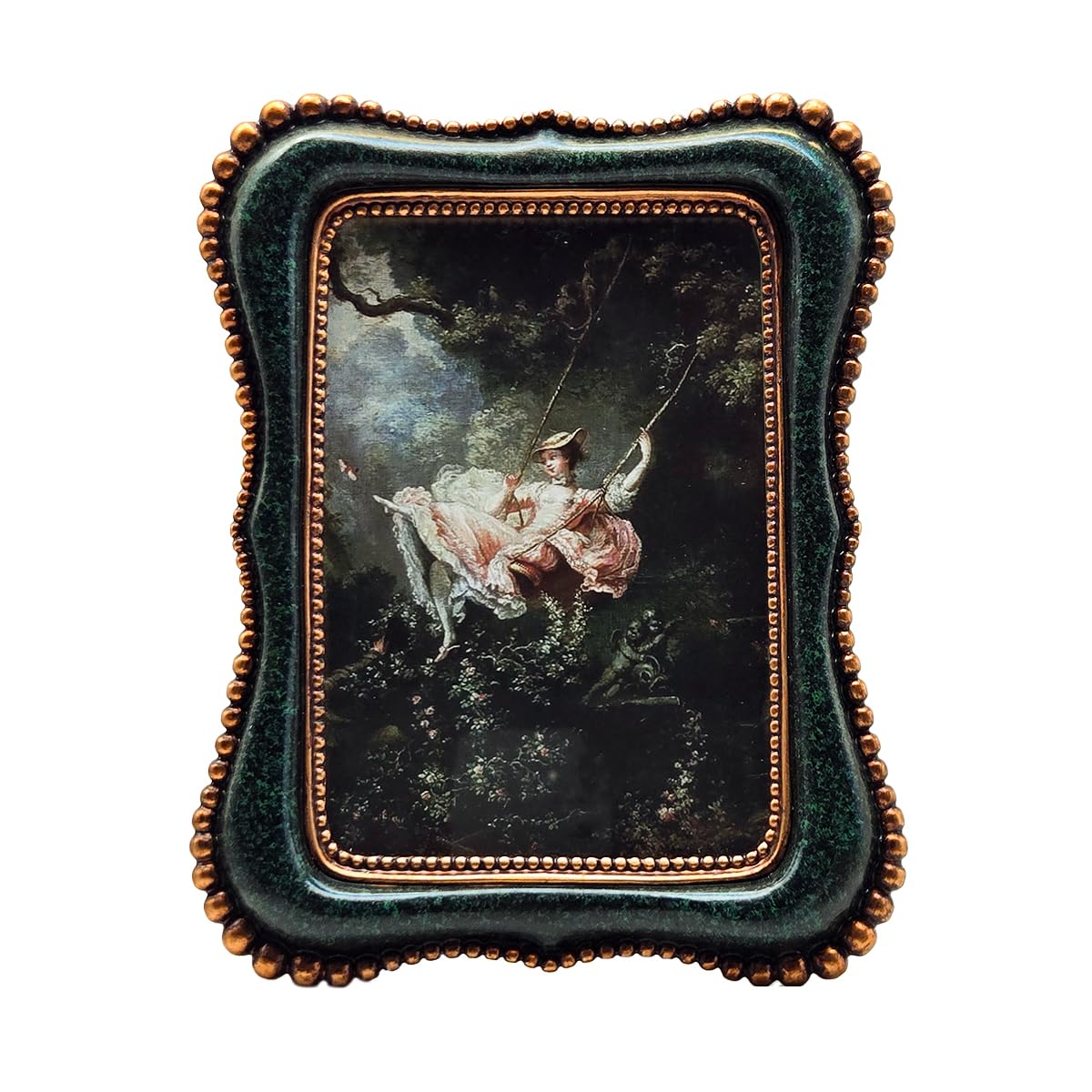 YULINK Vintage-Bilderrahmen, 10,2 x 15,2 cm, antikes schwarzgrünes verziertes Bilderrahmen, für Tischplatte und Wanddekoration, dekorative Retro-Heimdekoration, altmodische Fotogaleriekunst