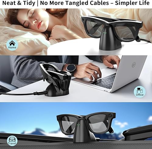 Miniatura 6 de Cargador compatible con gafas inteligentes RayBan Meta, base de carga portátil para Wayfarer, Headliner, Skyler y Oakley HSTN con cable USB-C de 59