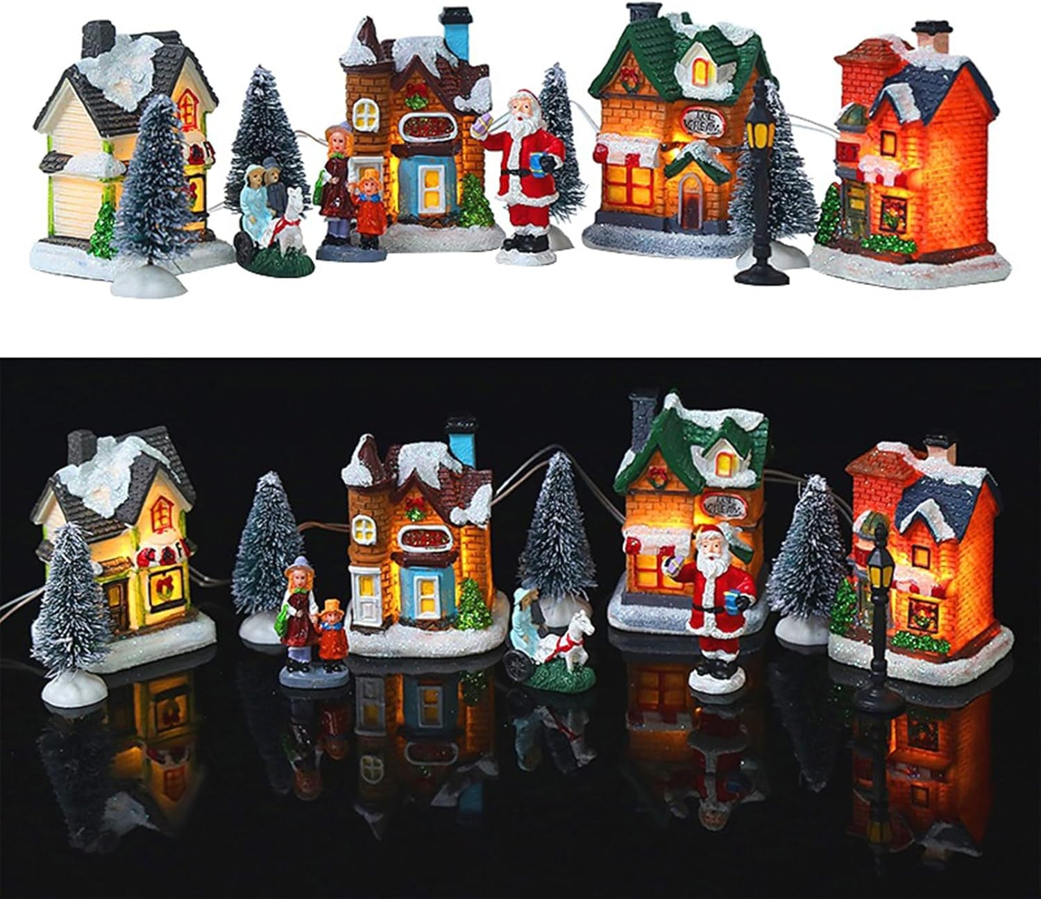 MSUIINT 10PCS Christmas Winter Village Houses Set, LED Lighted Village House, Indoor Bedroom Decoration Collectible Building Set, Kits, MSUIINTyevr4cggx0