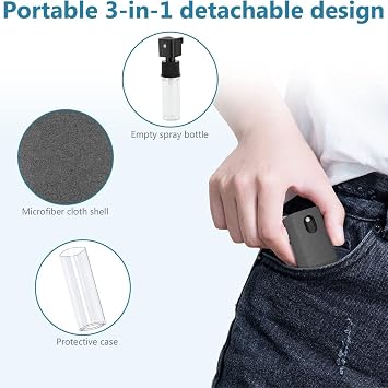 4PCS Screen Cleaner Touchscreen Mist Spray, Portable Reusable Fingerprint-Proof Spray Bottle for Phone/Laptop/Tablet/Monitor/Car Screen