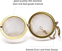 Vista 6 de Tea Infuser - Stainless Steel Mesh Tea Ball, Premium Tea Infusers for Loose Tea, Tea Filter Strainers Interval Diffuser with Extended Chain Hook for
