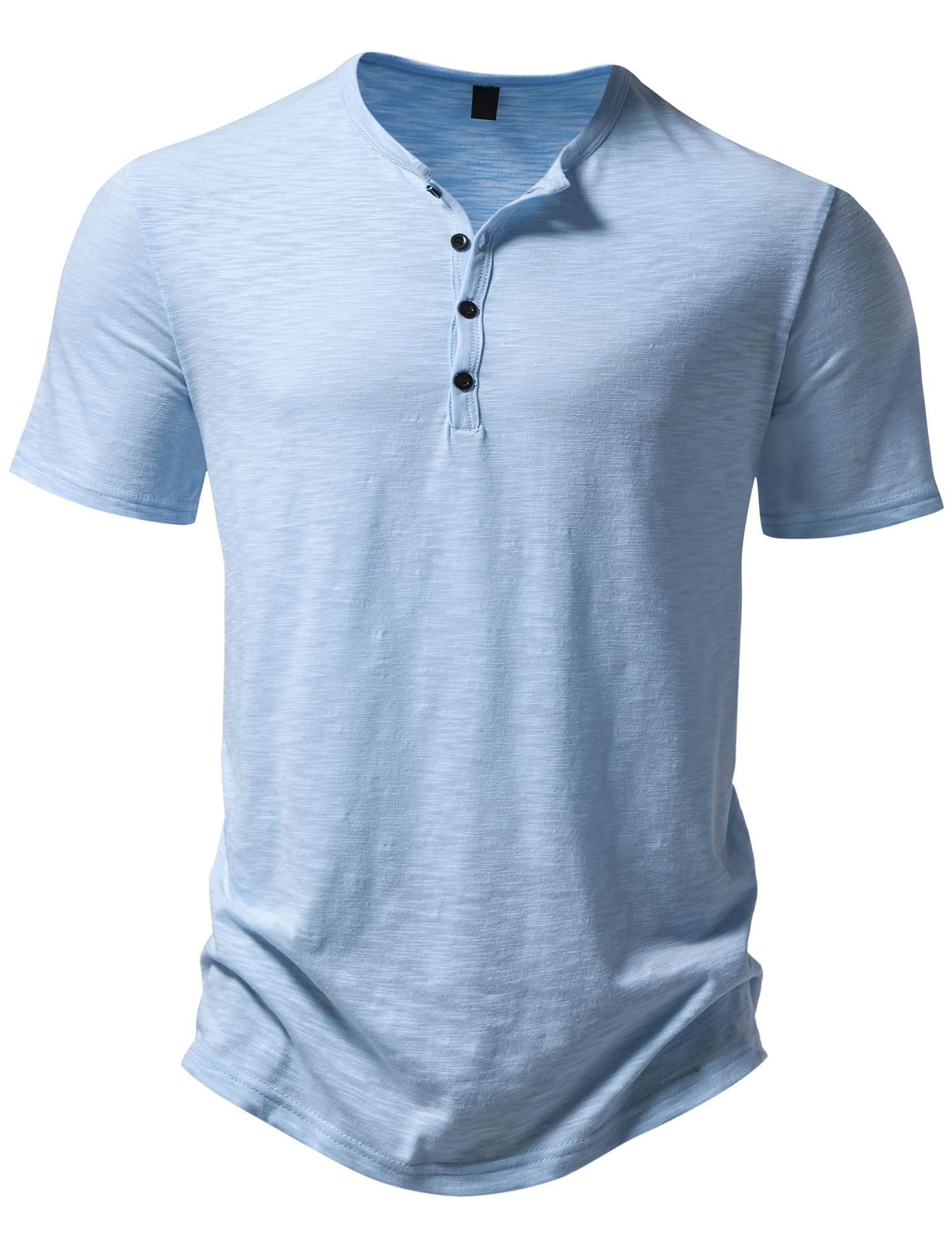 PARKLEES Men's Short Sleeve Henley Shirt Casual Stretchy Slim Fit T Shirt