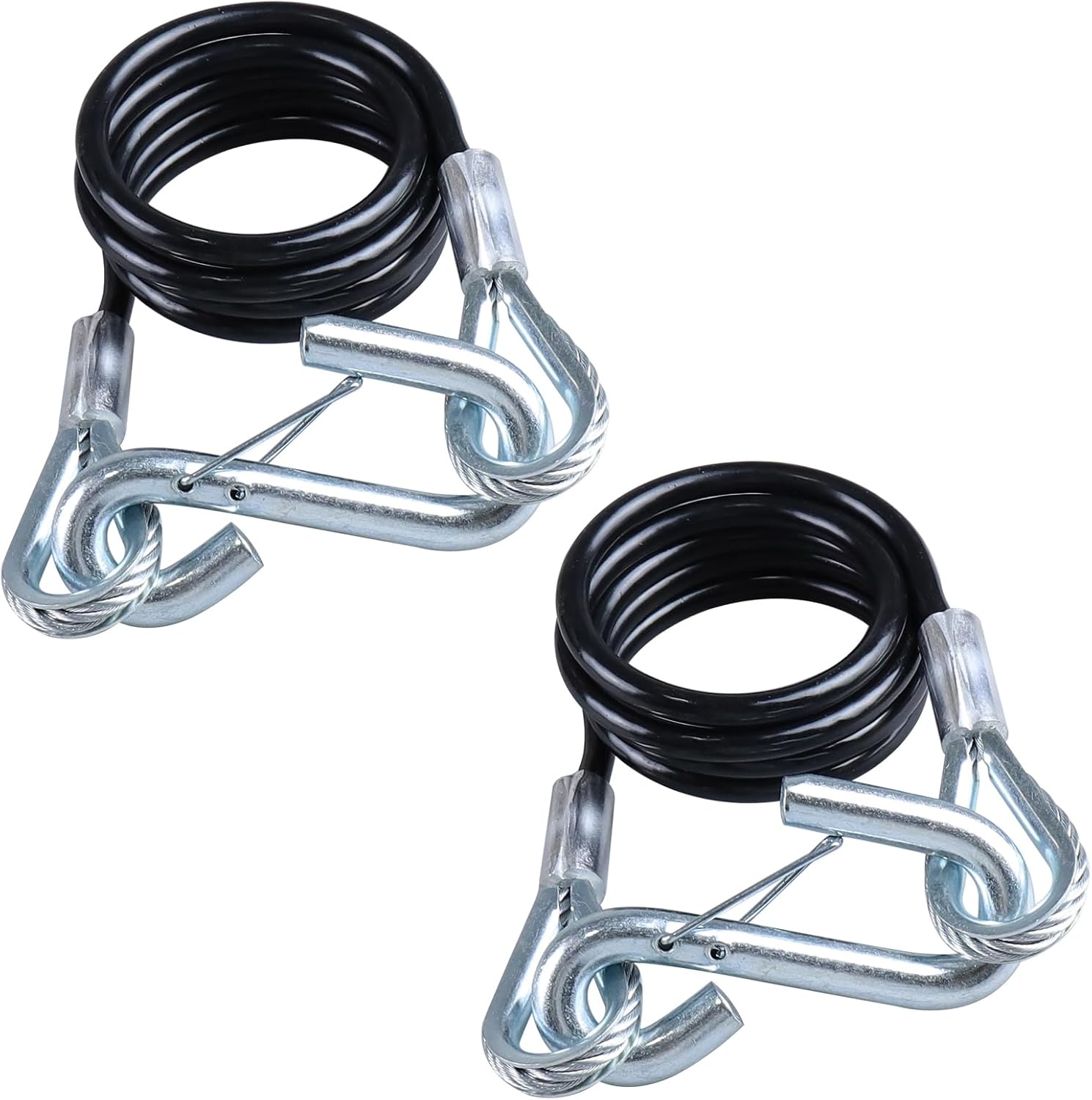 1/4"x 43-7/8" Grade 30 Steel Black Boat Trailer Safety Chain with 1 Spring Clip Hooks 3500 lbs, 2 Pcs (1/4"x 43-7/8")