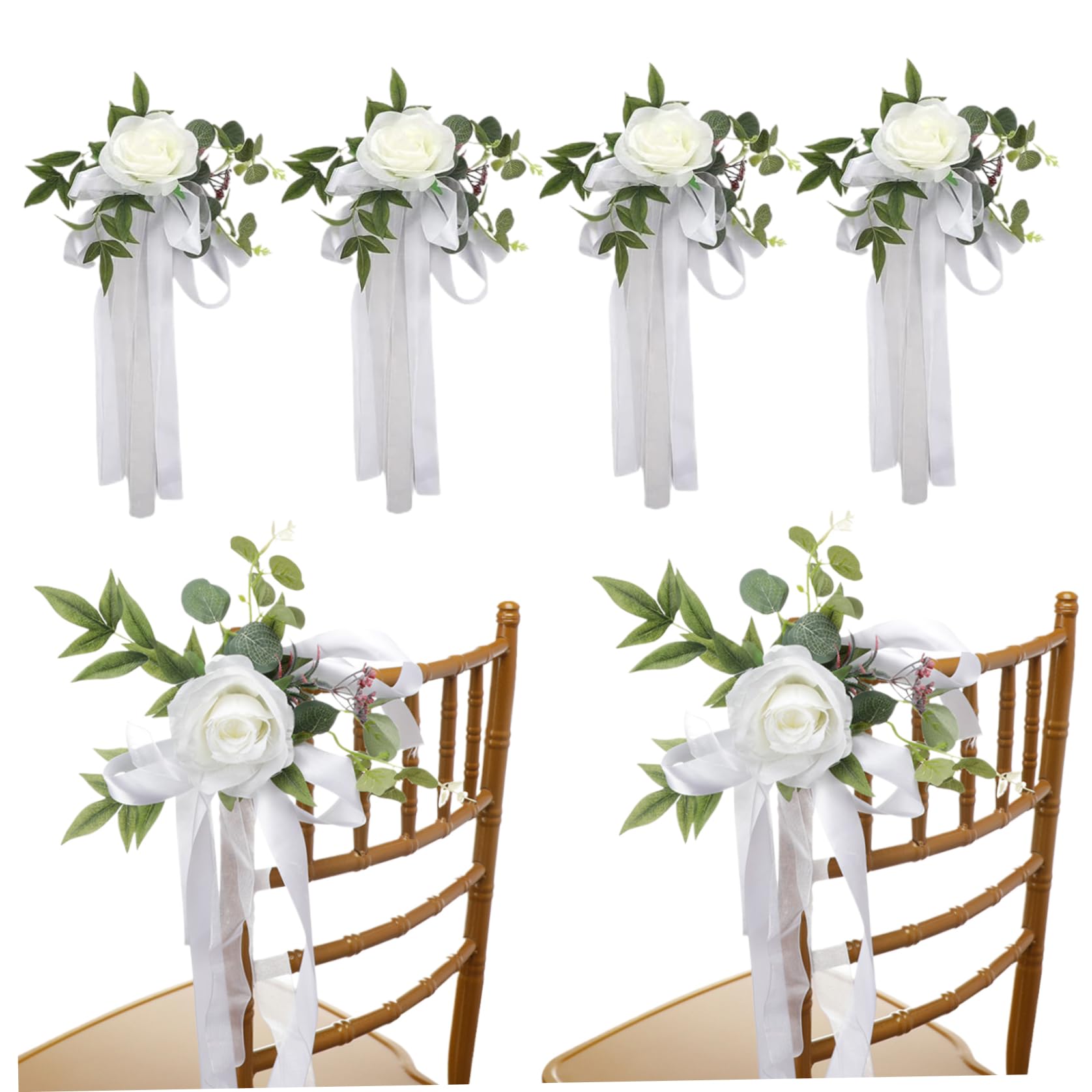 Roses artificielles d'allée de mariage fleurs de banc prêtes à poser sans flétrir